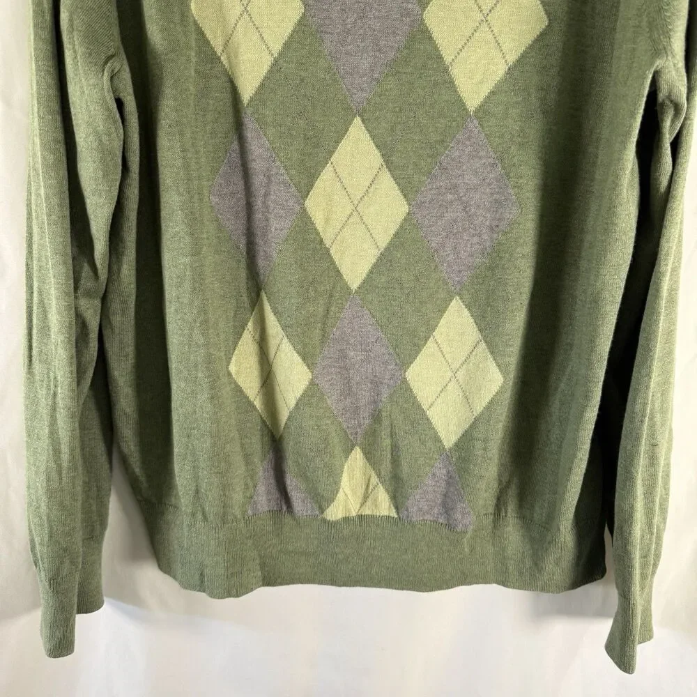 Banana Republic Silk Cashmere Blend Sweater Men's XL Green Hatch Lightweight